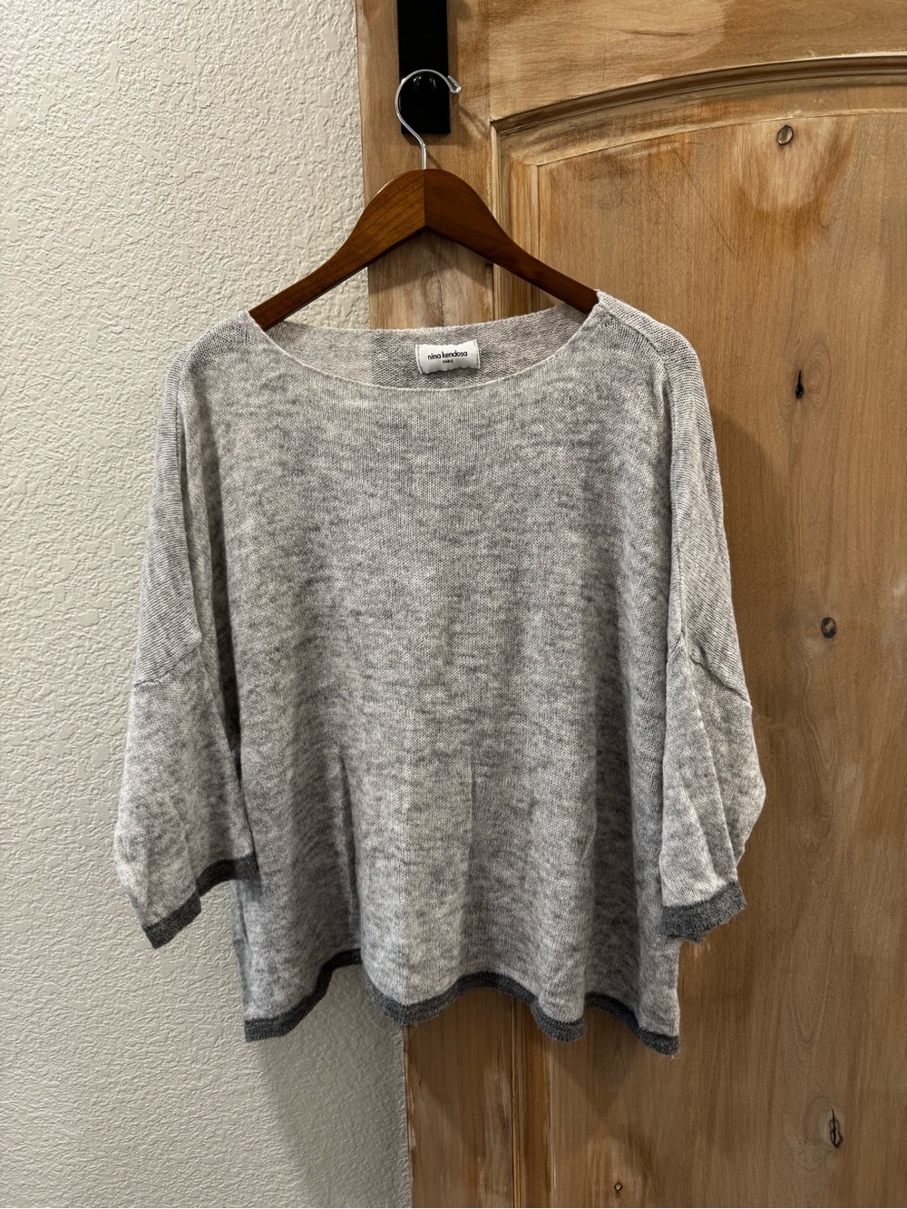 Nina Kendosa Paris Soft Heather Gray Relaxed Knit Sweater